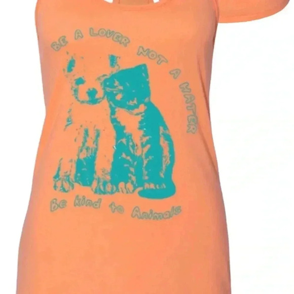 NEW! Ladies/ Be a lover, not a hater Be kind to animals kitty/puppy tank top - Picture 3 of 7